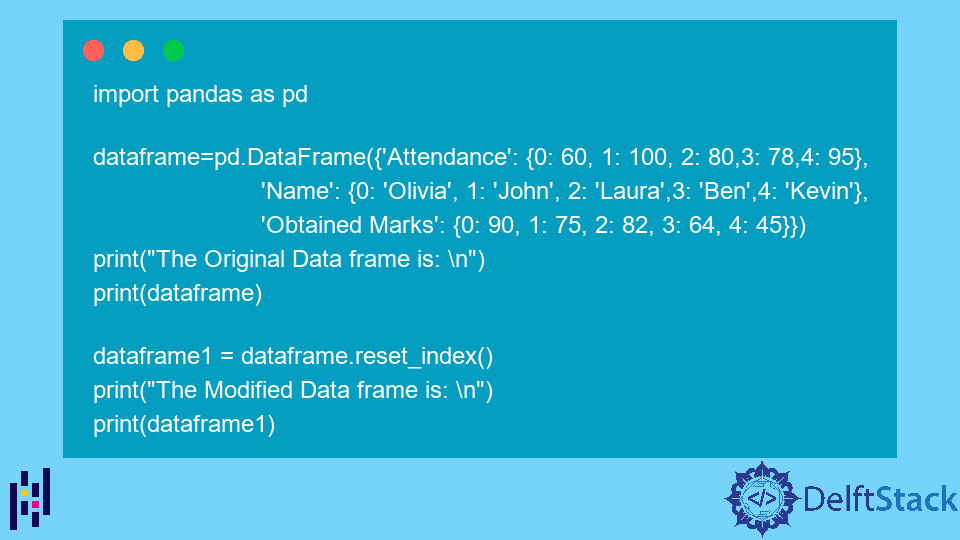 Dataframe Reset Index